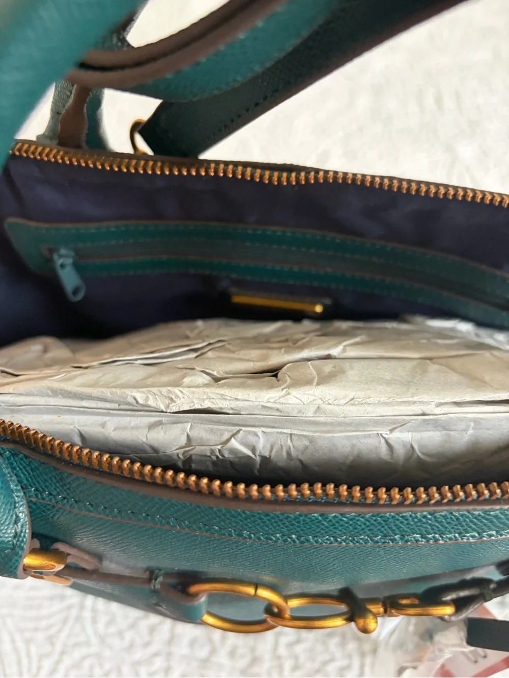 NWT The Rosetti Ava Dome Satchel in Dark Teal with Gold Hardware
